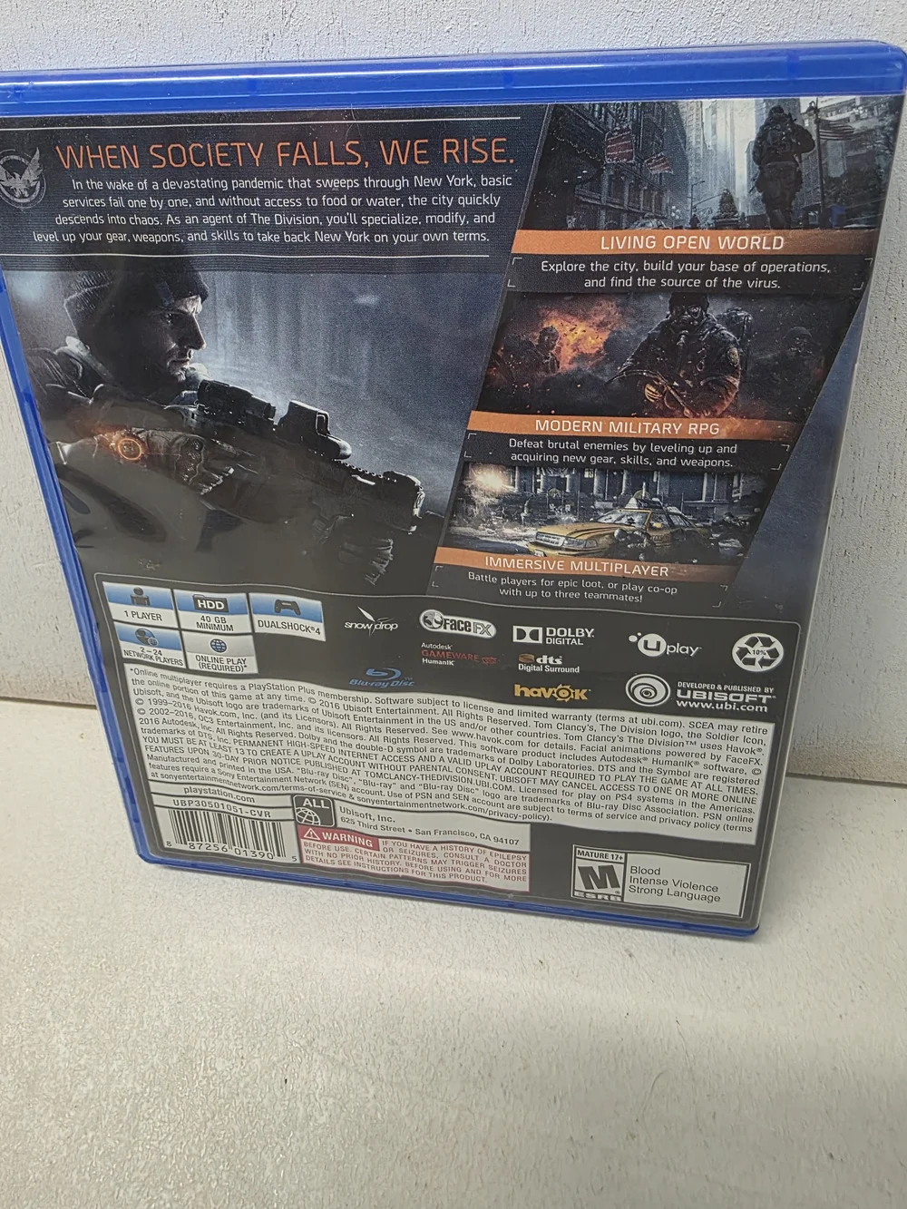 Tom Clancy’s The Division PS4 PlayStation 4 Tested Working w/ Case & Inserts